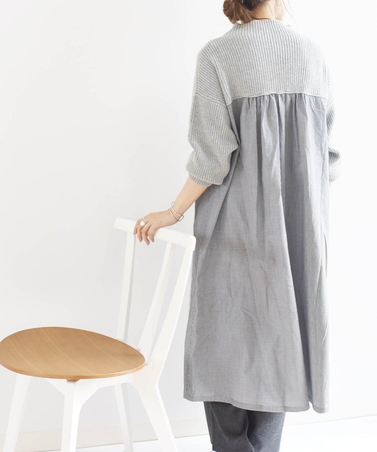 SHIPS Days:ハイネックニットコンビワンピース check