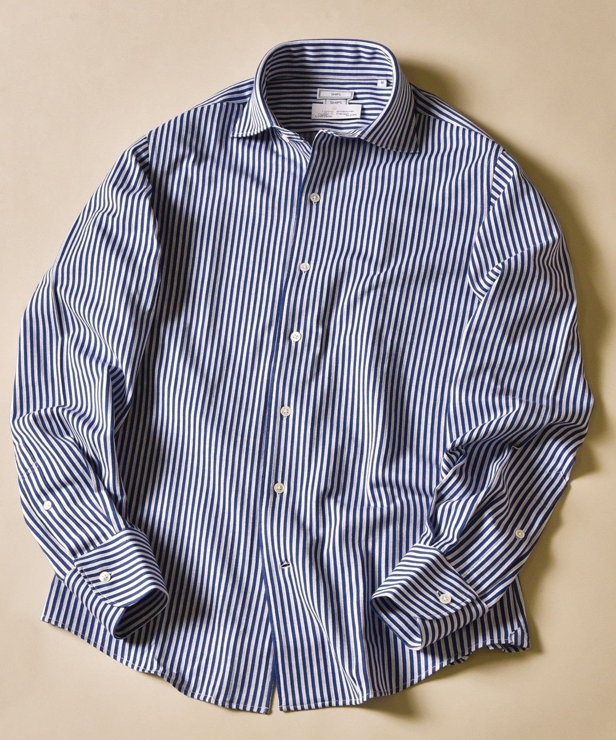 SD:【テレワーク対応可能】ALBINI社製生地  ジャージ ストライプ ワンピースカラー シャツ