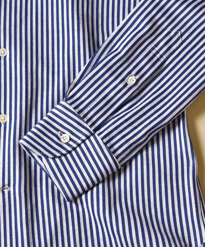 SD:【テレワーク対応可能】ALBINI社製生地  ジャージ ストライプ ワンピースカラー シャツ