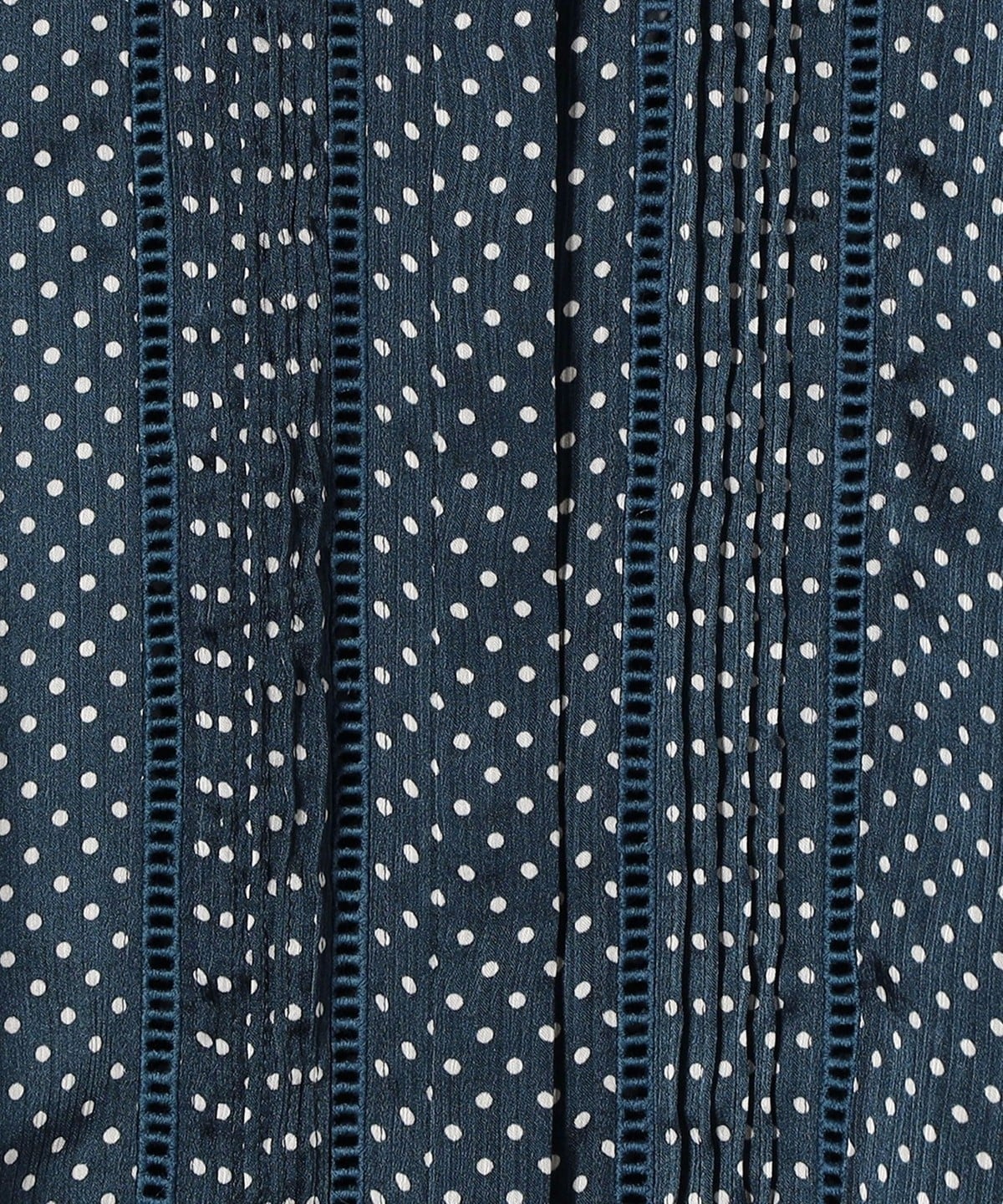 〈手洗い可能〉ドット／ソリッドフリルピンタックレースブラウス