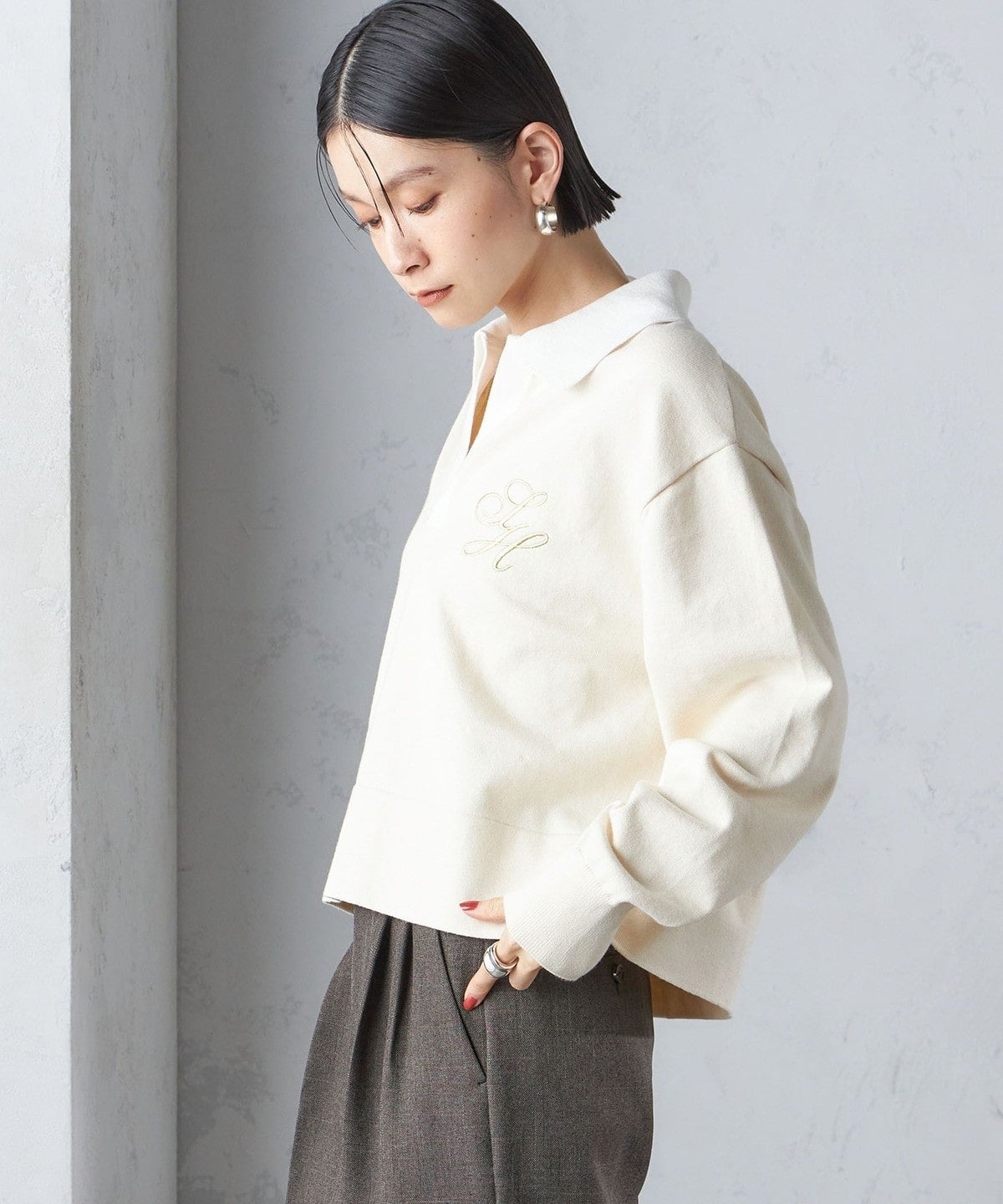 〈手洗い可能〉エンブレム ラガー ニット