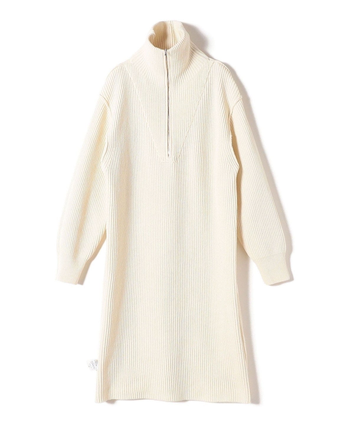 〈手洗い可能〉片畦編み ハーフ ジップ ワンピース