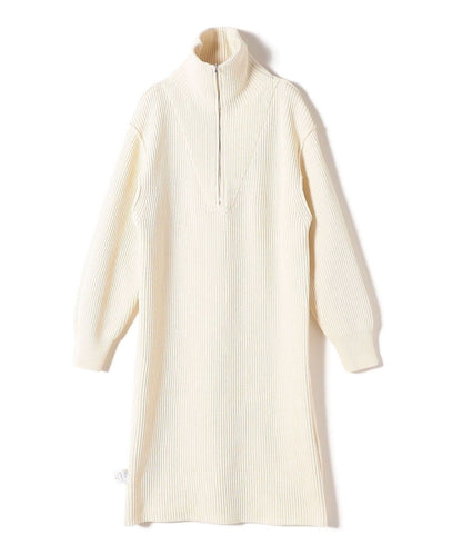 〈手洗い可能〉片畦編み ハーフ ジップ ワンピース