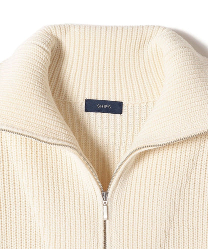 〈手洗い可能〉片畦編み ハーフ ジップ ワンピース