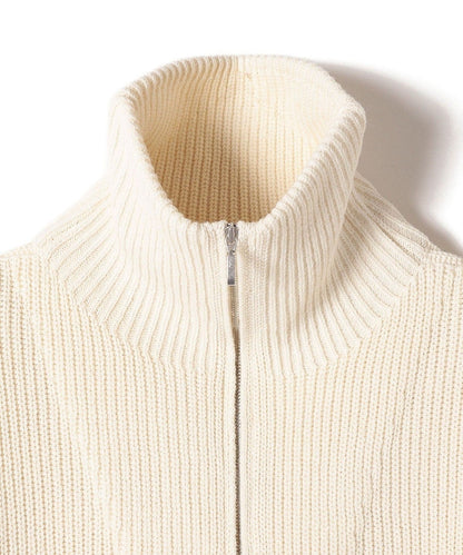 〈手洗い可能〉片畦編み ハーフ ジップ ワンピース