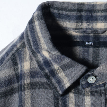 SHIPS: japan quality フェザー チェック レギュラーカラー ネルシャツ