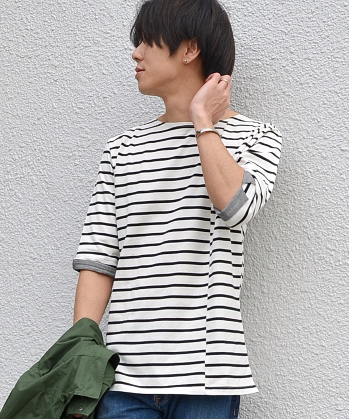 SHIPS JET BLUE: ミスマッチボーダー 5スリーブTee