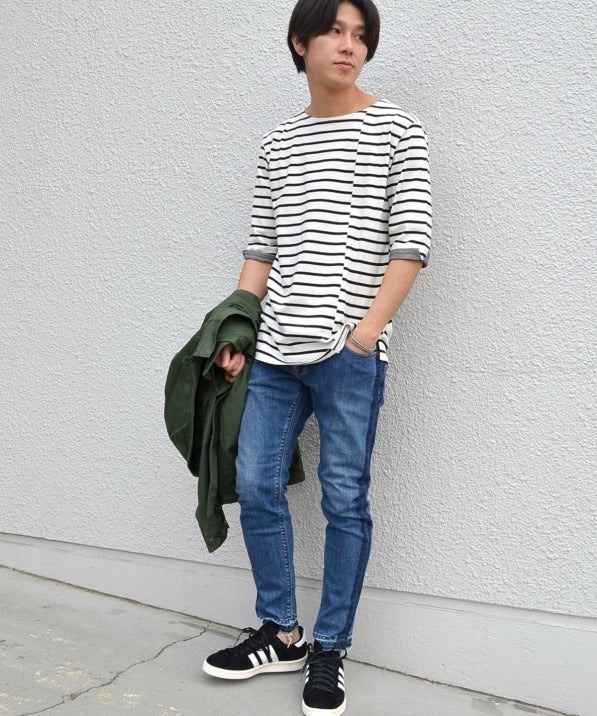 SHIPS JET BLUE: ミスマッチボーダー 5スリーブTee