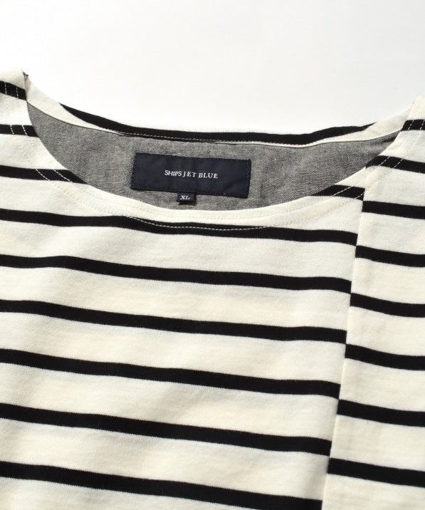 SHIPS JET BLUE: ミスマッチボーダー 5スリーブTee