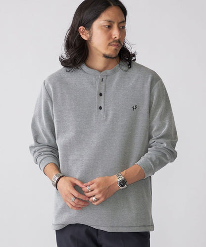 【WEB限定】SHIPS:〈抗菌・防臭〉ワンポイントロゴ バーズアイ ヘンリーネック 長袖 Tシャツ