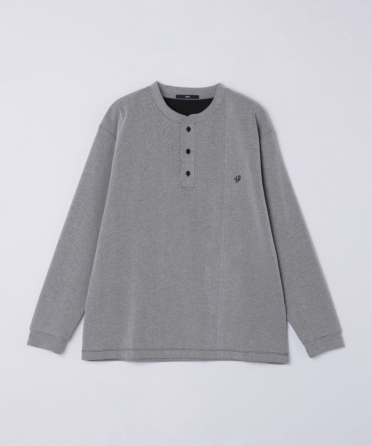 【WEB限定】SHIPS:〈抗菌・防臭〉ワンポイントロゴ バーズアイ ヘンリーネック 長袖 Tシャツ