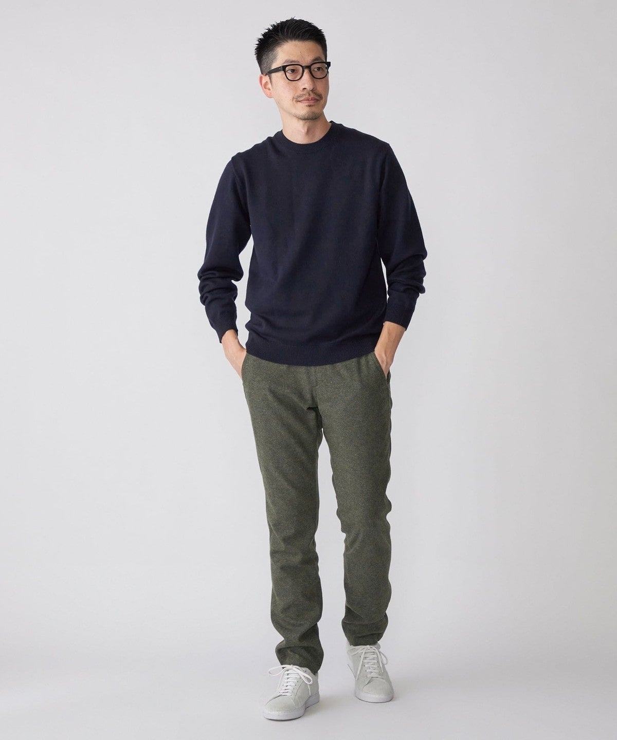 SHIPS: ウール/アンゴラ ツイード テーパード スリム チノパンツ