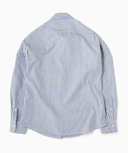 SHIPS: ヘリンボーン ストライプ セミワイドカラーシャツ