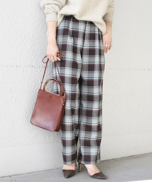 〈手洗い可能〉ウールチェックパンツ