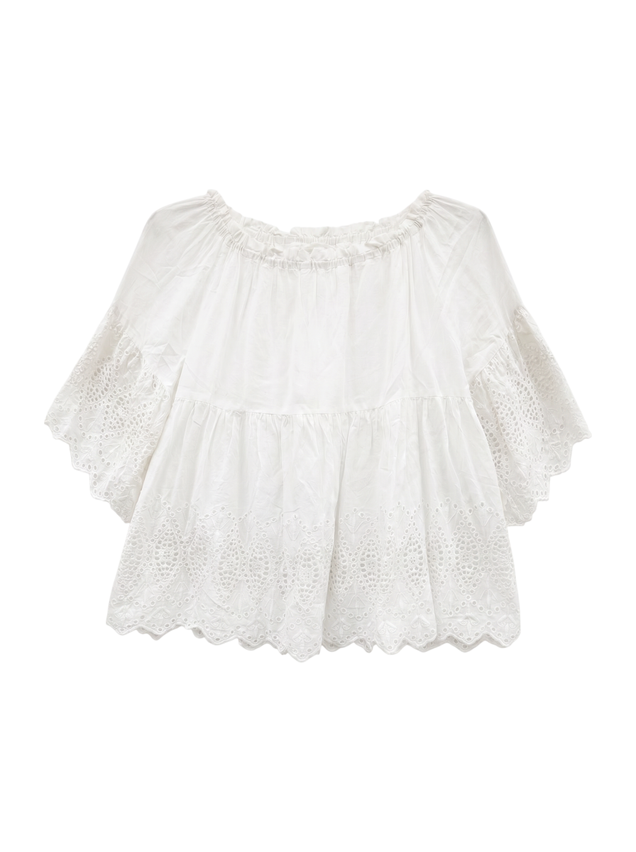 CUT LACE GATHER BL