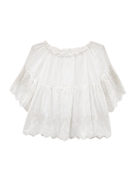 CUT LACE GATHER BL
