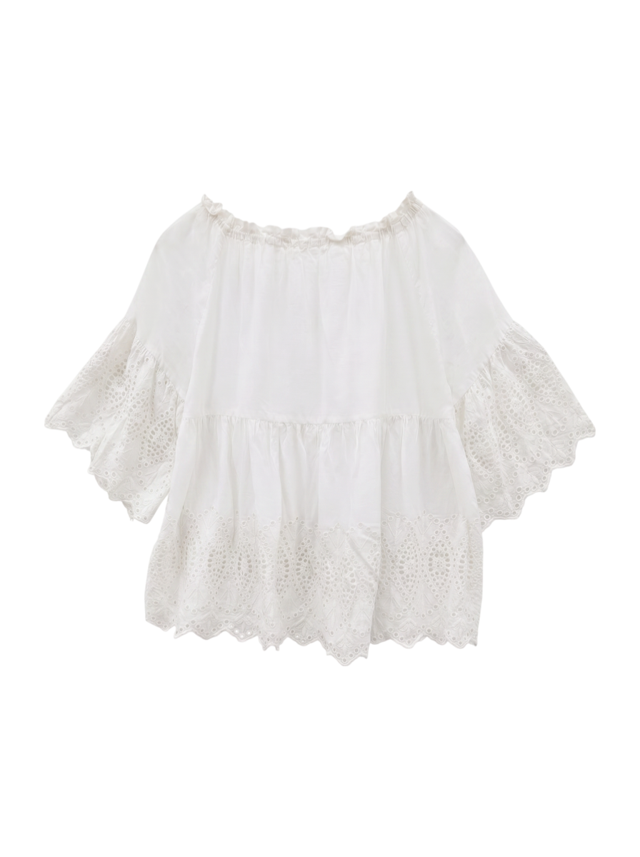 CUT LACE GATHER BL