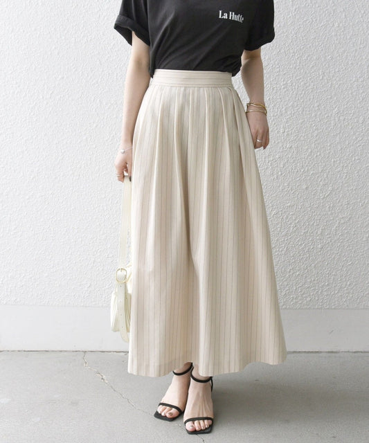 SHIPS any:〈洗濯機可能〉リネン ミックス ギャザー ロング スカート