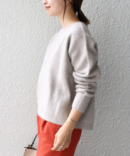 〈手洗い可能〉ヘアリークルーネックプルオーバー