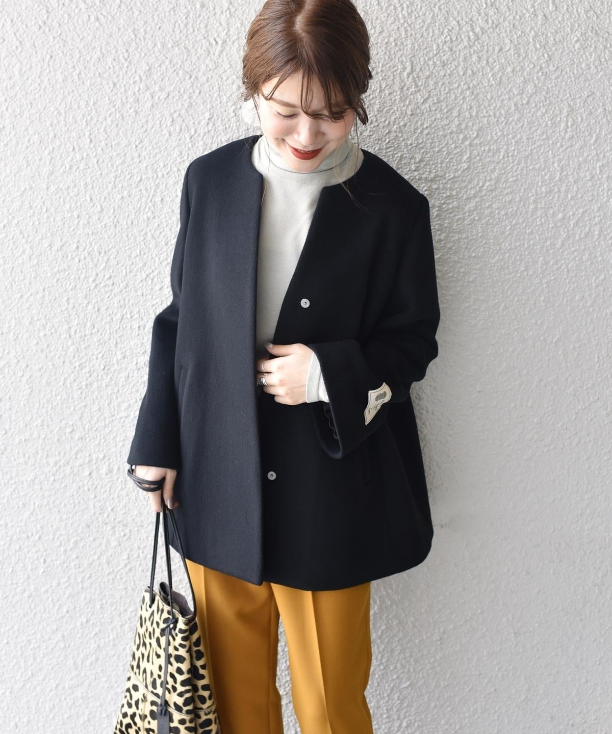 SUPER140キーネックショートコート / 36 / ブラック | SHIPS CYCLE