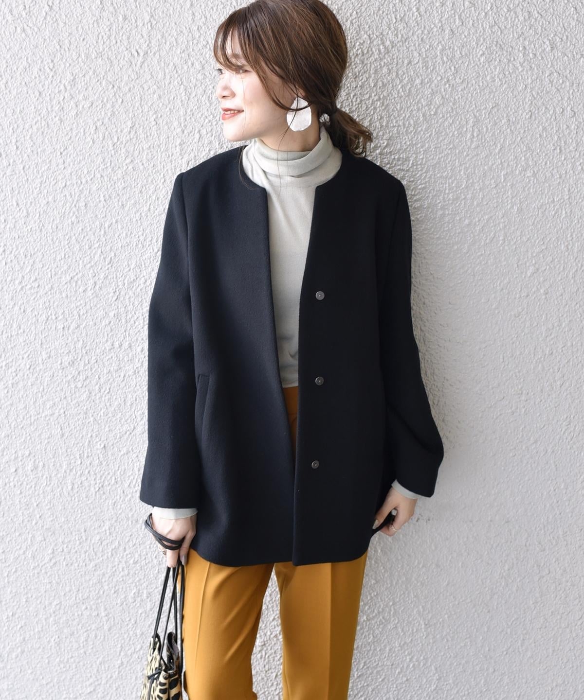 SUPER140キーネックショートコート