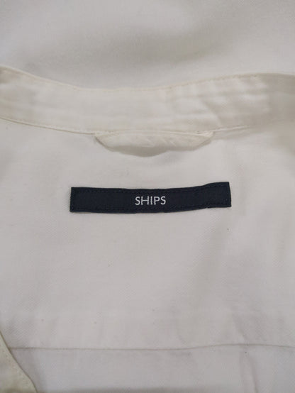 SHIPS: コットン/シルク ソフィアブル加工 バンドカラー シャツ