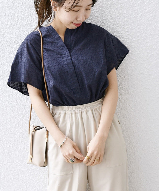 SHIPS any:〈洗濯機可能〉カットジャカード ヘム ドロスト シャツ ブラウス