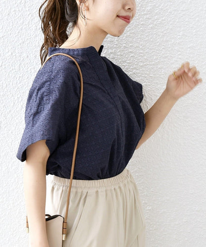 SHIPS any:〈洗濯機可能〉カットジャカード ヘム ドロスト シャツ ブラウス