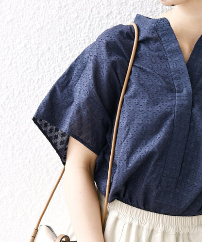 SHIPS any:〈洗濯機可能〉カットジャカード ヘム ドロスト シャツ ブラウス