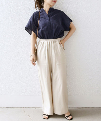 SHIPS any:〈洗濯機可能〉カットジャカード ヘム ドロスト シャツ ブラウス