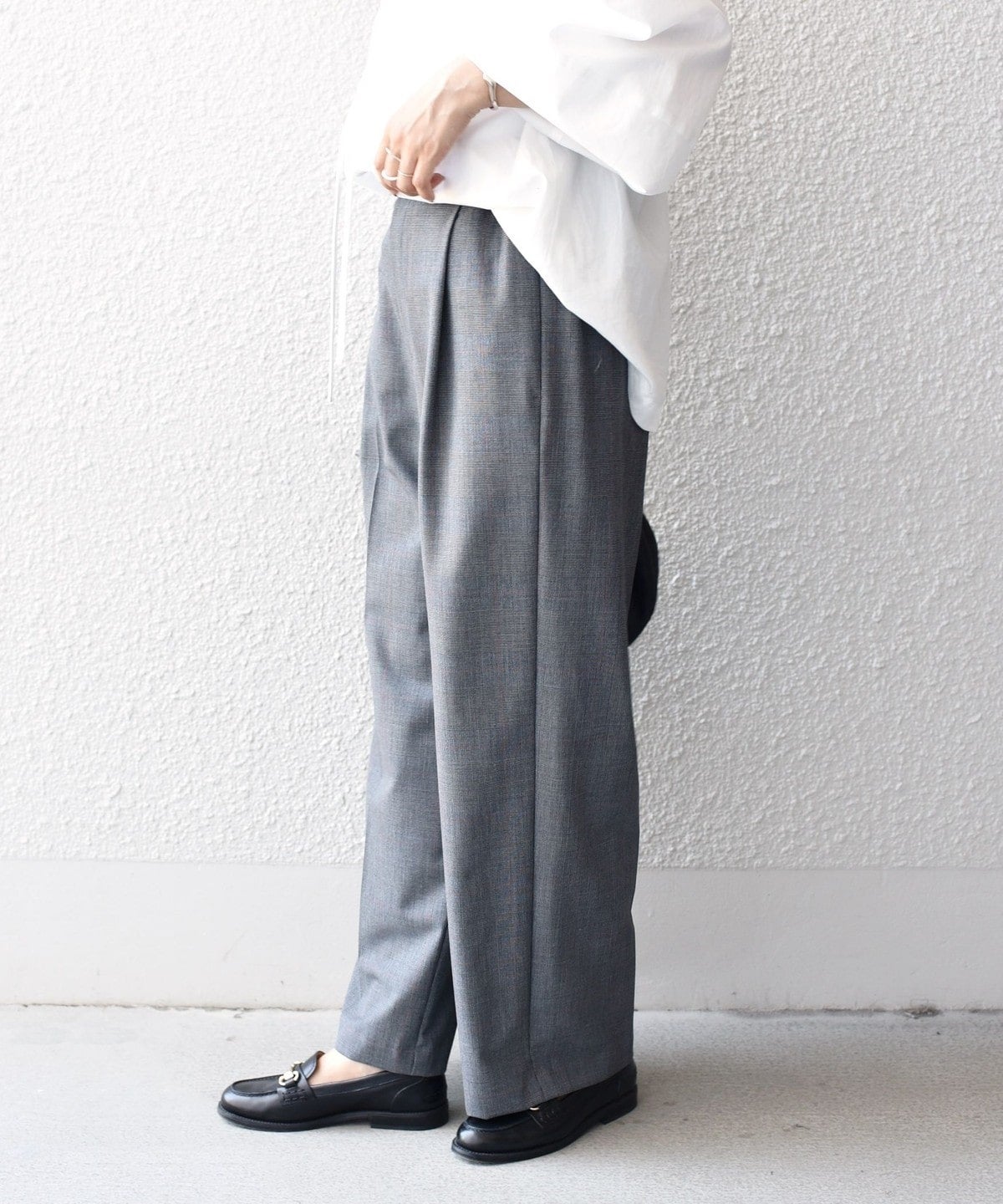 〈手洗い可能〉チェックセミワイドパンツ