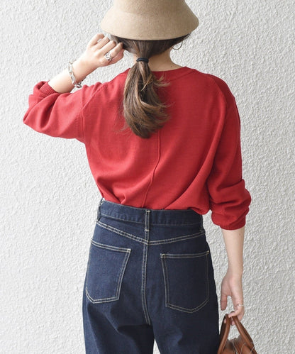 〈手洗い可能〉ウォッシャブルクルーネックニット