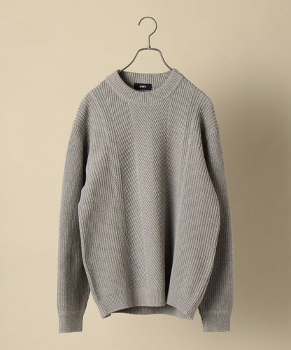 SHIPS: コットン/カシミヤ ヘリンボーン 畔編み ニット プルオーバー