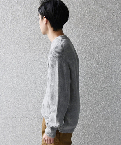 SHIPS: コットン/カシミヤ ヘリンボーン 畔編み ニット プルオーバー