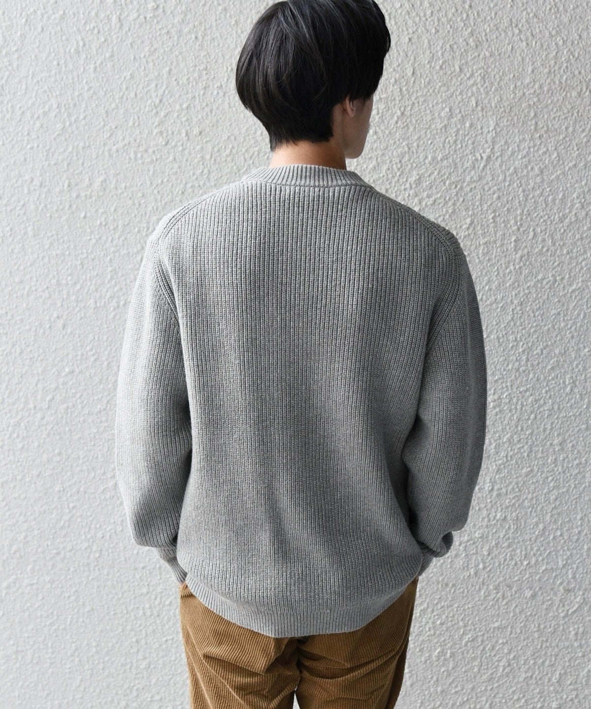 SHIPS: コットン/カシミヤ ヘリンボーン 畔編み ニット プルオーバー