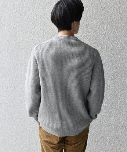 SHIPS: コットン/カシミヤ ヘリンボーン 畔編み ニット プルオーバー