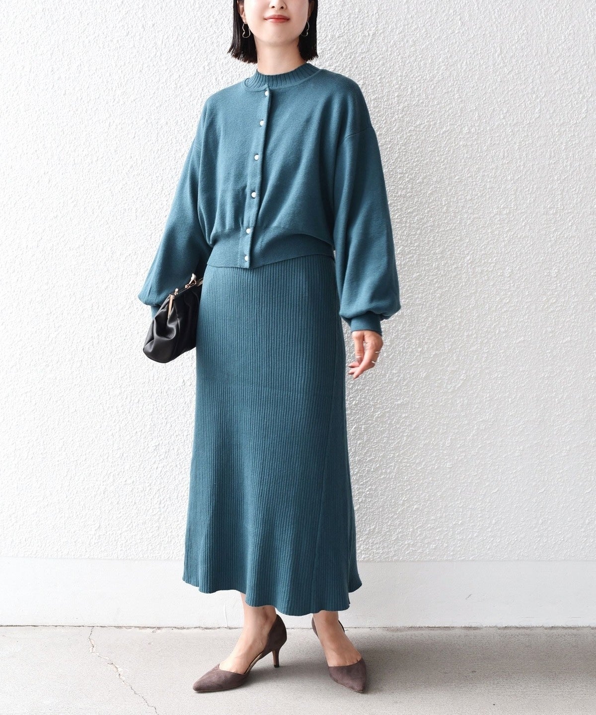 〈手洗い可能〉カーディガン + ワンピース ニット セットアップ