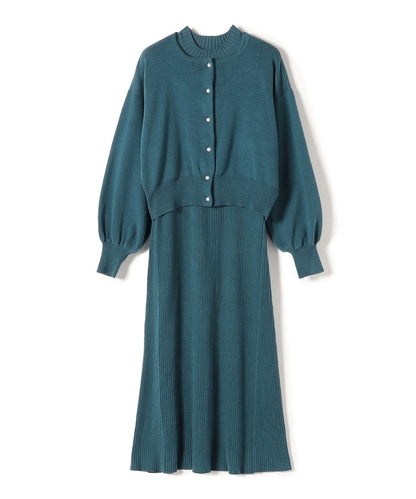 〈手洗い可能〉カーディガン + ワンピース ニット セットアップ