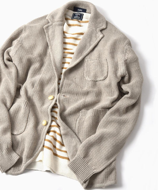 SHIPS: リネン 2ボタン ニット ジャケット