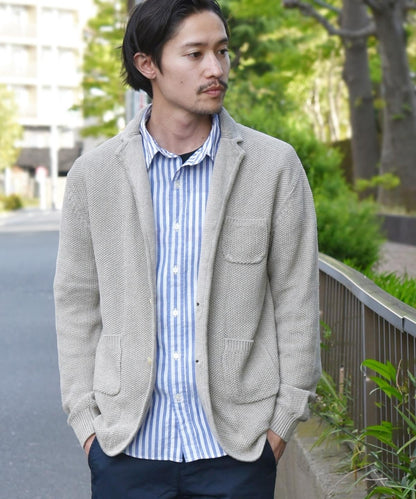 SHIPS: リネン 2ボタン ニット ジャケット