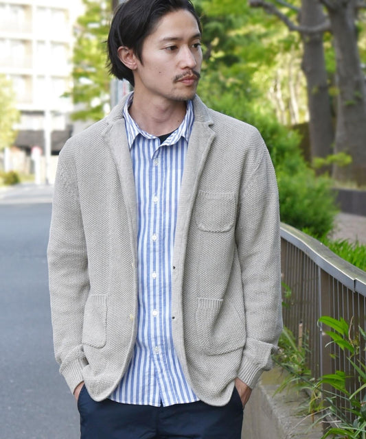 SHIPS: リネン 2ボタン ニット ジャケット