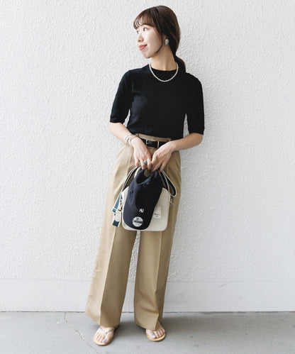 〈手洗い可能〉コットン ナイロン リブ ニット TEE