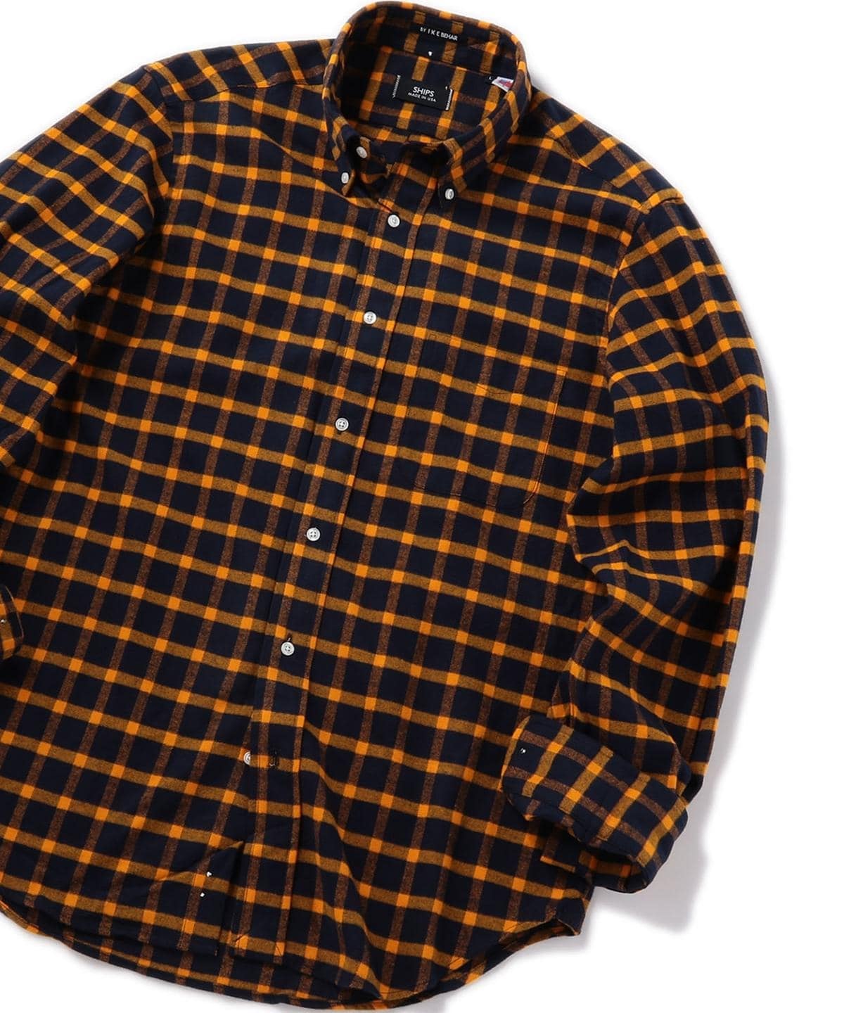 SHIPS×IKE BEHAR: アメリカ製 ブロックチェック ボタンダウン ネルシャツ