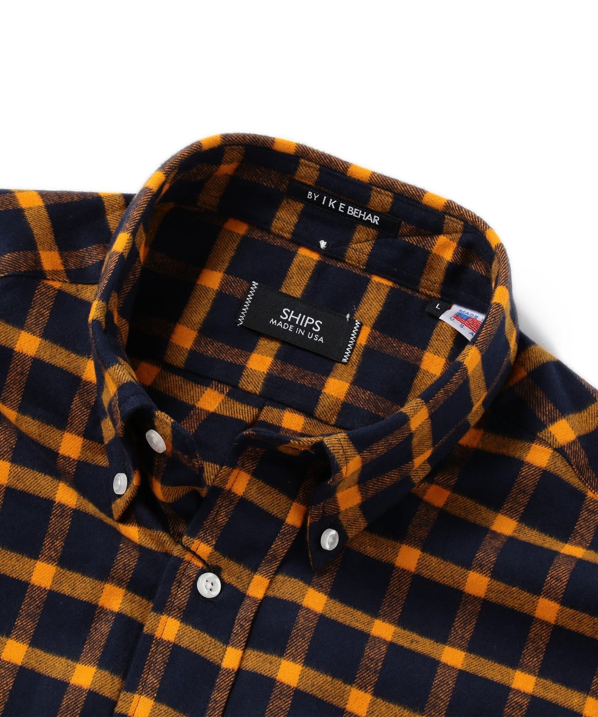 SHIPS×IKE BEHAR: アメリカ製 ブロックチェック ボタンダウン ネルシャツ