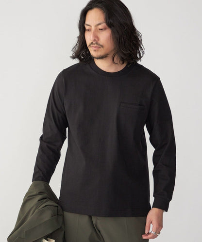 SHIPS:〈抗菌・防臭〉テレワーク ビズ ワンポイント ロゴ クルーネック Tシャツ (ロンT)