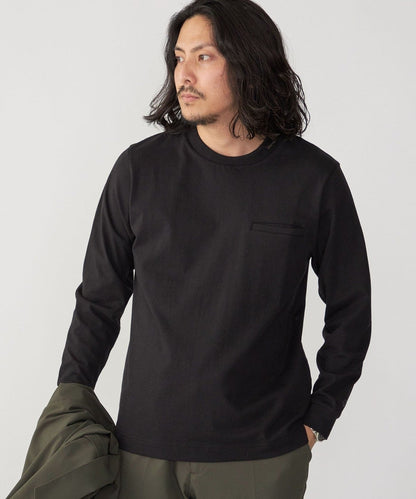 SHIPS:〈抗菌・防臭〉テレワーク ビズ ワンポイント ロゴ クルーネック Tシャツ (ロンT)