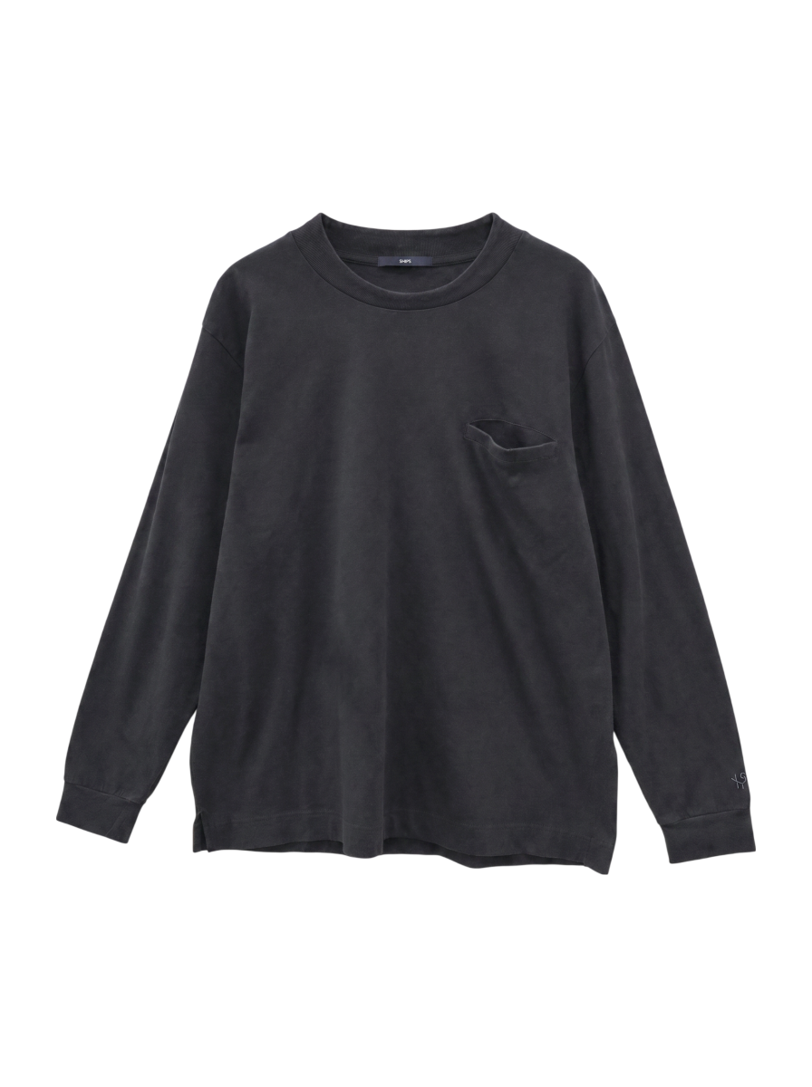 SHIPS:〈抗菌・防臭〉テレワーク ビズ ワンポイント ロゴ クルーネック Tシャツ (ロンT)