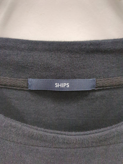 SHIPS:〈抗菌・防臭〉テレワーク ビズ ワンポイント ロゴ クルーネック Tシャツ (ロンT)