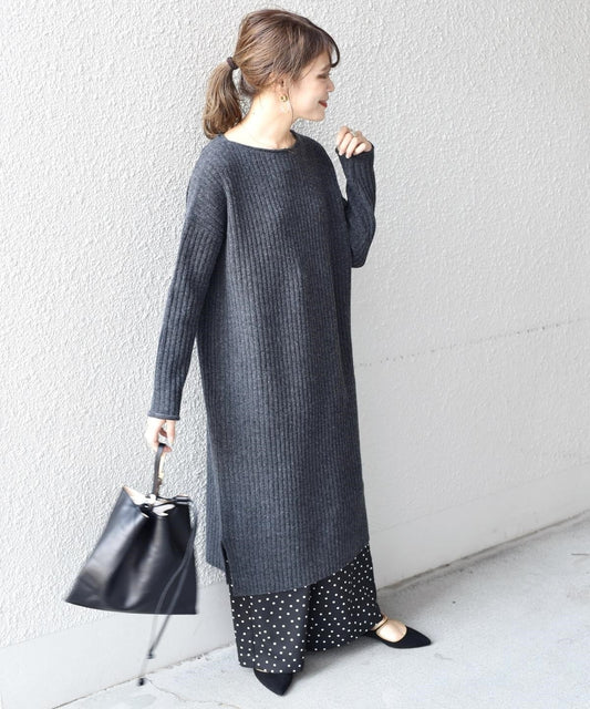 ウールリブロングワンピース