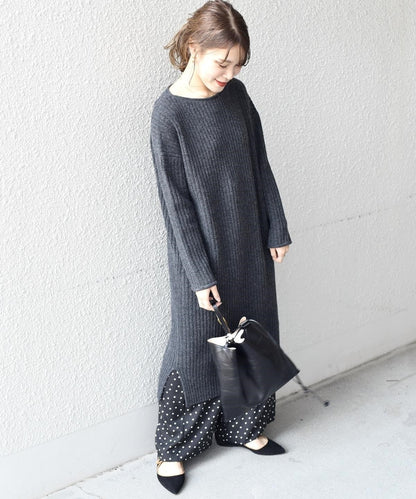 ウールリブロングワンピース